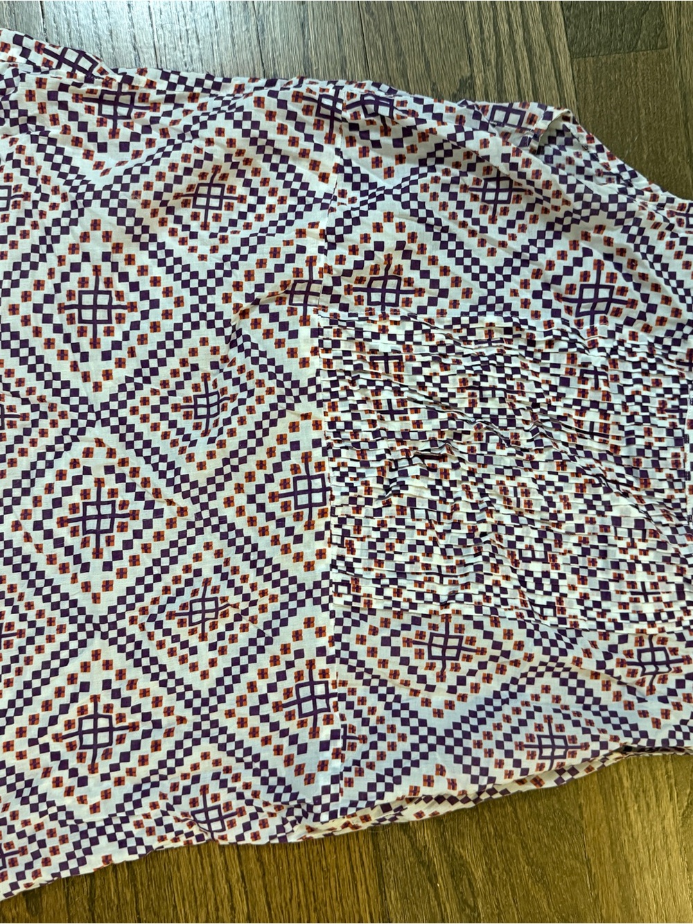 Tory Burch Purple, White & Rust Geometric Blouse 100% Cotton